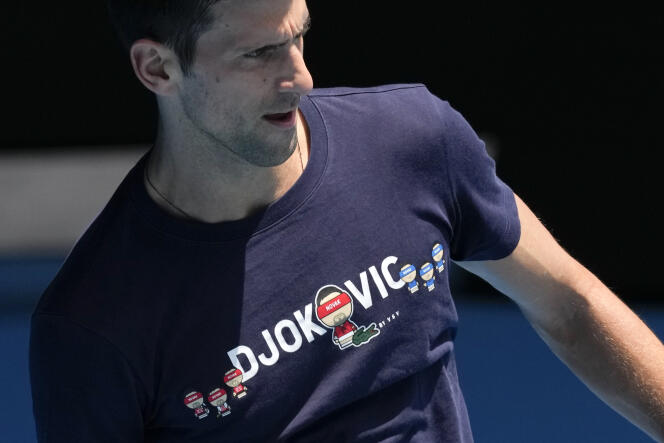 Novak Djokovic à l’entrainement, le 12 janvier 2022, à Melbourne.