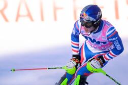Clément Noël à l’arrivée du slalom de Wengen, Suisse, le 16 janvier 2022.