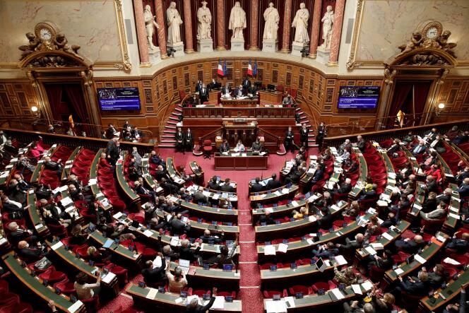 L’hémicycle du Sénat, à Paris, le 11 janvier 2022, lors des débats au sujet du passe vaccinal.