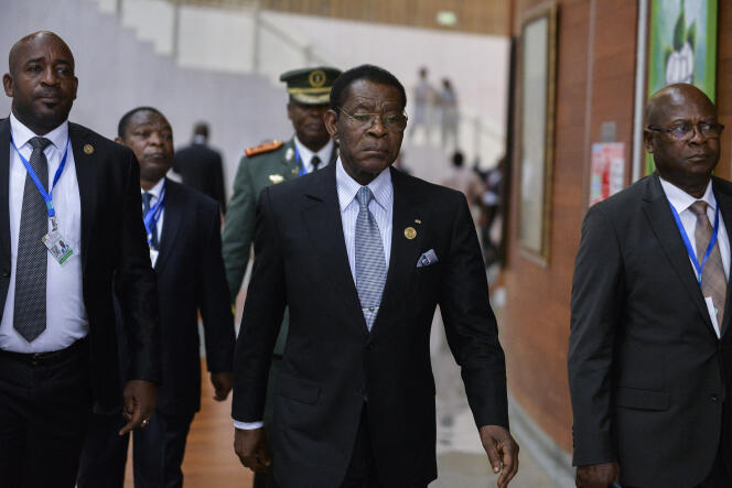 Teodoro Obiang Nguema (C), de Guinée équatoriale, assiste à la 33e session ordinaire du Sommet de l’Union africaine, au siège de l’UA à Addis-Abeba, le 10 février 2020.