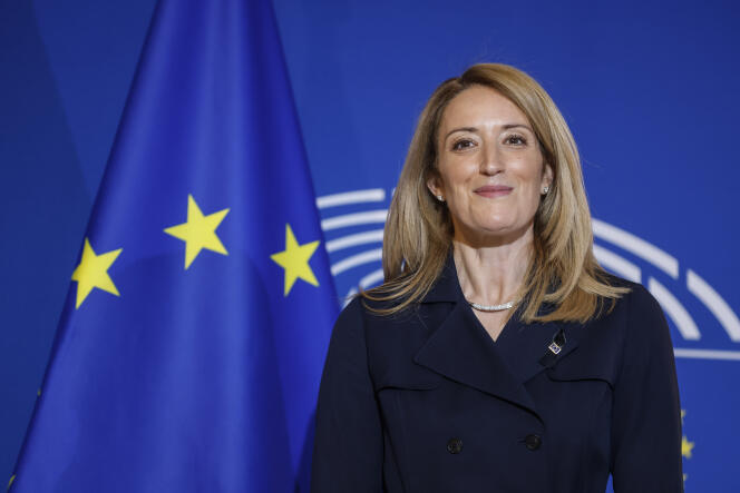 Roberta Metsola, au Parlement européen, à Strasbourg, le 17 janvier 2022.