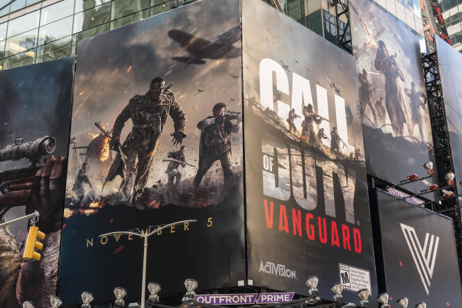 Une affiche publicitaire pour le jeu vidéo « Call of Duty: Vanguard », d’Activision, le 18 octobre 2021.
