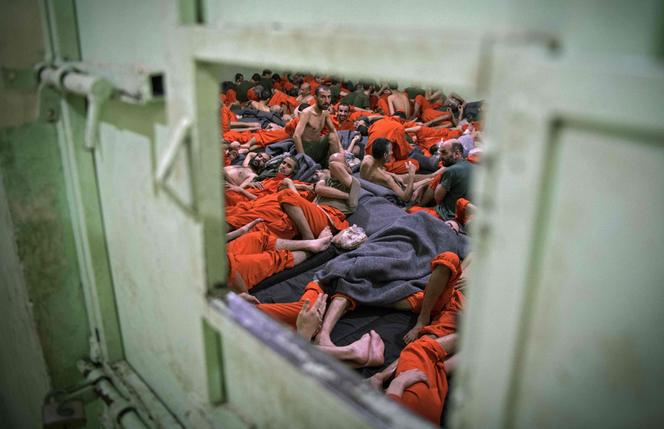 Prisoners suspected to be linked to the Islamic State are being held in Hasan, a Quraysh prison in Syria in October 2019.