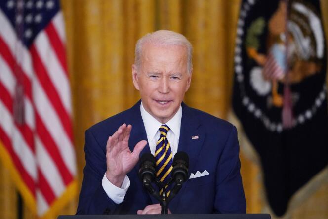 US President Joe Biden during a press conference at the White House in Washington on January 19, 2022.