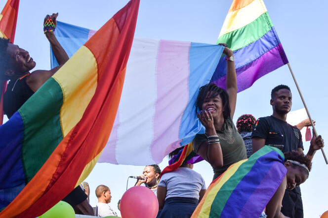 Parade des fiertés de la communauté LGBT+ dans les rues de la capitale namibienne Windhoek, en juillet 2017.