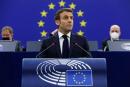 French President Emmanuel Macron delivers a speech at the European Parliament at the start of France's presidency of the Council of the European Union, during a plenary session in Strasbourg, France, January 19, 2022. REUTERS/Gonzalo Fuentes