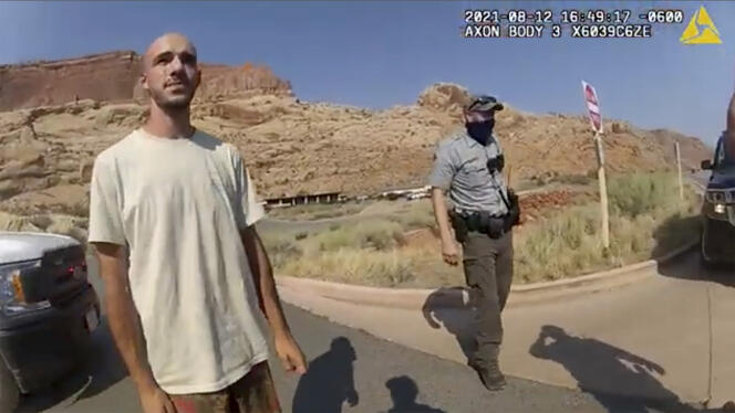 Photo of Brian Laundry, Coffee Pettito's fiance, on August 12, 2021, from a police video near Arches National Park in Utah.