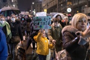 Lors d’une manifestation contre le projet de Rio Tinto d’ouvrir une mine de lithium, à Belgrade, le 20 janvier 2022.