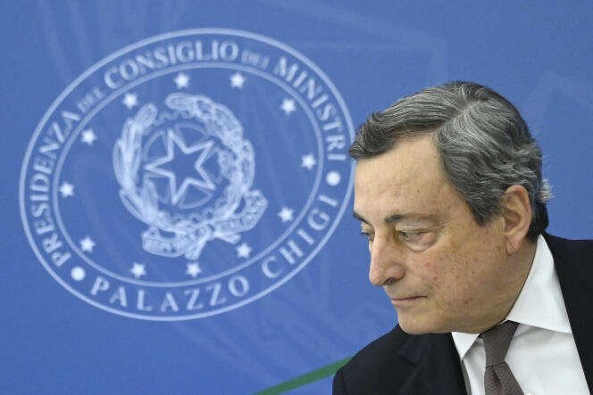 Italian Prime Minister Mario Draghi in Rome on January 10, 2022.