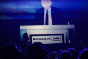 Lors du discours d’Eric Zemmour à Cannes (Alpes-Maritimes), samedi 22 janvier 2022.