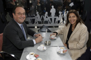 L’ancien chef d’Etat François Hollande et la candidate socialiste à l’élection présidentielle, Anne Hidalgo, à Tulle, le 6 novembre 2021.