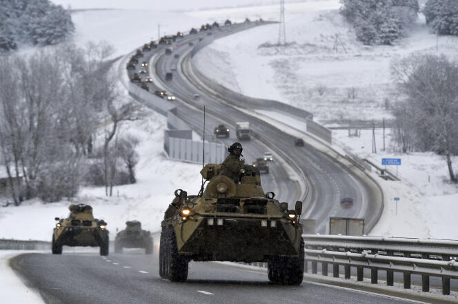 A Russian convoy in Crimea, January 18, 2022.