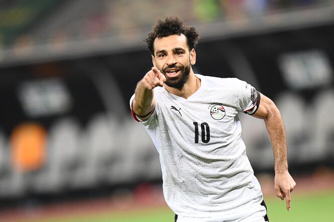 Egyptian Mohamed Salah celebrates his shot on goal against Côte d'Ivoire, Wednesday January 26, 2022 at the Japoma stadium in Douala (Cameroon).