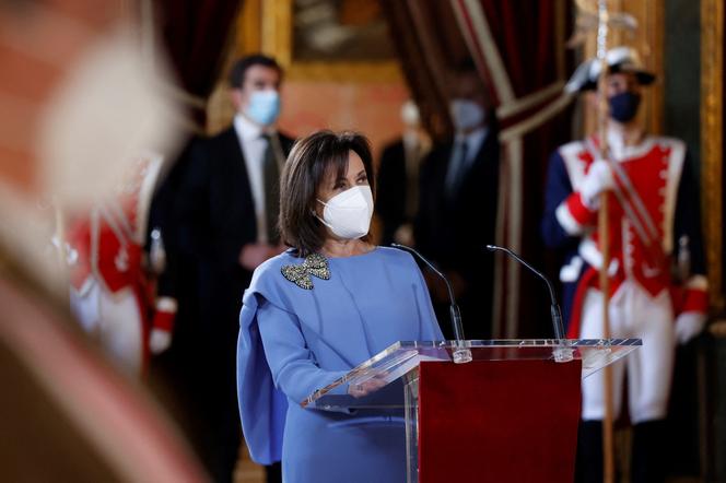 Margarita Robles, ministre de la défense espagnole, lors de la cérémonie organisée à l’occasion des célébrations militaires du Nouvel An, à Madrid, le 6 janvier 2022.