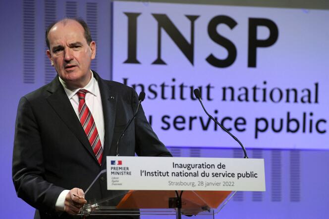 Le premier ministre, Jean Castex, lors de l’inauguration de l’Institut national du service public, à Strasbourg, le 28 janvier 2022.