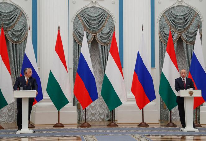 Hungarian President Victor Orban (left) and Russian President Vladimir Putin at the Kremlin in Moscow on February 1, 2022.