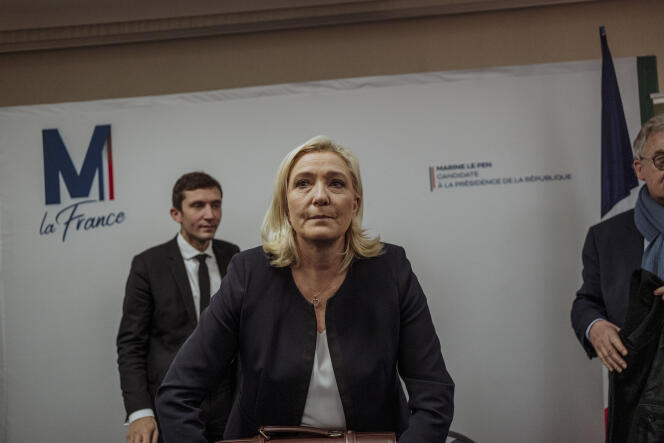 La candidate RN, Marine Le Pen, à Brest, mardi 1er février 2022.