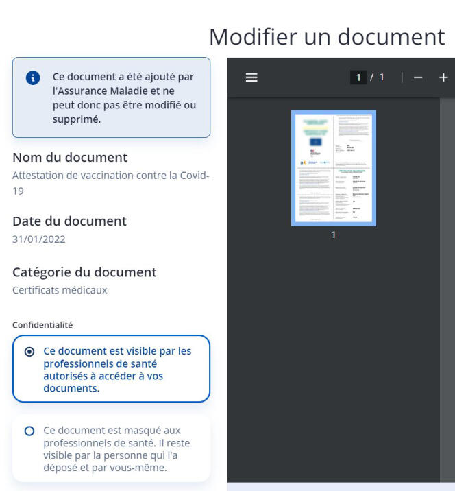Pour accéder au réglage qui permet de bloquer l’accès à un document, il faut d’abord ouvrir ce document, puis cliquez sur « modifier ».