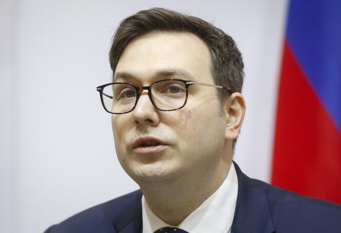 Le ministre des affaires étrangères tchèque Jan Lipavsky, le 8 février 2022 à Kiev, en Ukraine.