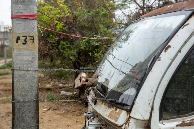 A proximité du site où la jeune dalit a été violée et assassinée en septembre 2020, dans le village d’Hathras, dans l’Uttar Pradesh, en Inde, le 3 février 2022.