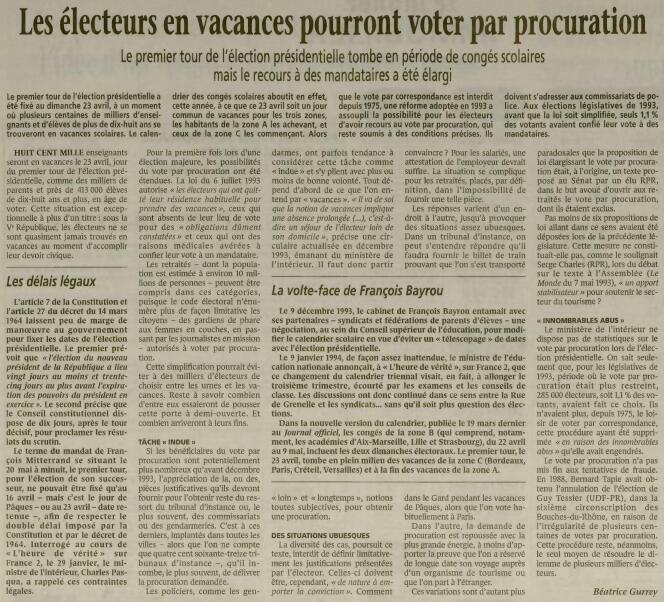 Archive « Le Monde » du 9 février 1995.