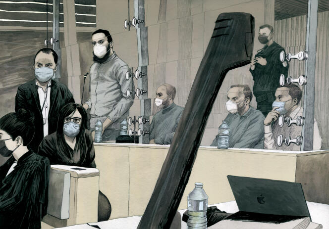 Sofien Ayari devant la cour d’assises spéciale de Paris, le 8 février 2022.