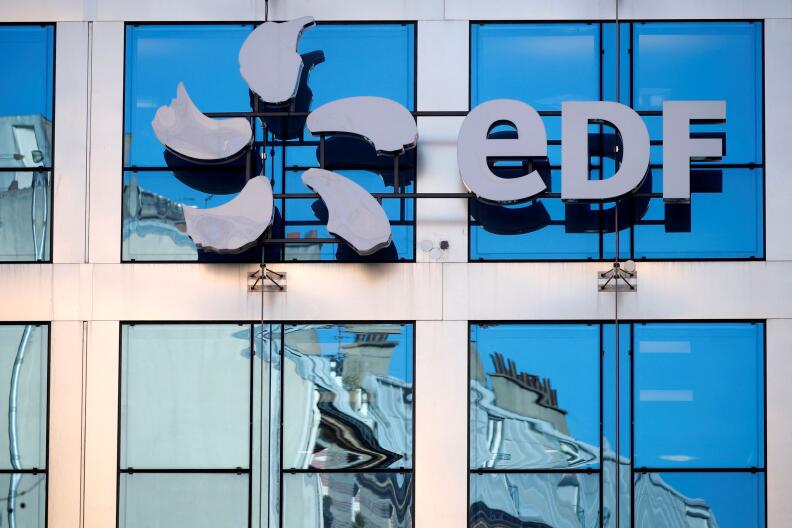 FILE PHOTO: The logo of EDF (Electricite de France) is seen on the French state-controlled utility EDF's headquarters in Paris, France, February 15, 2019. REUTERS/Charles Platiau/File Photo