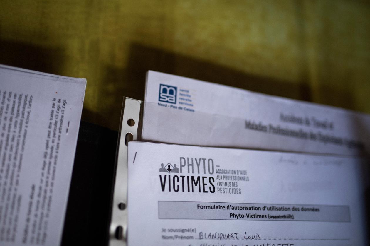 Pour obtenir une revalorisation de son taux d’incapacité permanente partielle, Bernard Blanquart a fait appel à l’association Phyto-Victimes. Près de Béthune (Pas-de-Calais), le 20 janvier 2022.