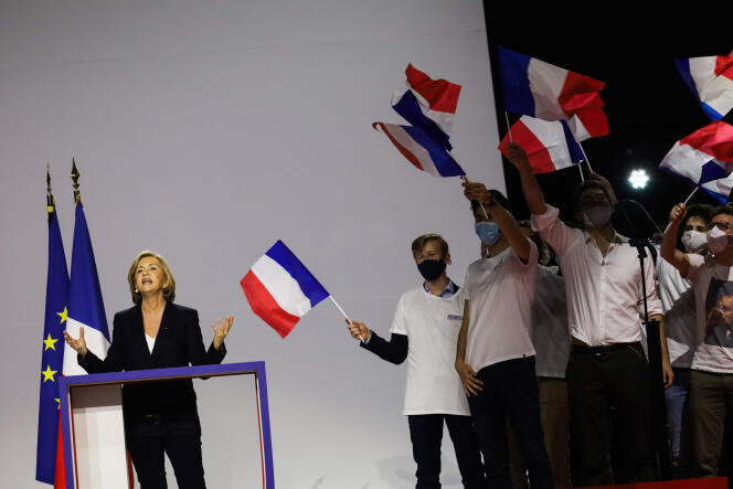 Valérie Pécresse, candidate du parti Les Républicains à la présidentielle, lors de son premier grand meeting parisien, au Zénith, à Paris, le 13 février 2022.