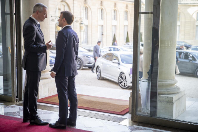 Le ministre de l’économie, Bruno Le Maire, et Emmanuel Macron, à l’Elysée, en 2019.