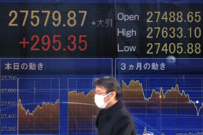 Tableau de cotation à la Bourse de Tokyo, le 9 février 2022.