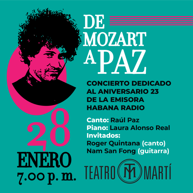 Affiche du concert de Raúl Paz au Teatro Martí.