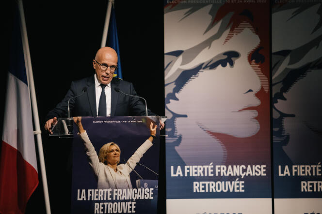 Lors d’un meeting d’Eric Ciotti en soutien à Valérie Pécresse, à Châteaurenard (Bouches-du-Rhône), le 16 février 2022.