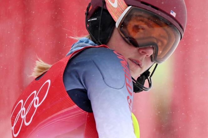 Amerykanka Michaela Shiffrin, krótko po marszu podczas kombinowanego slalomu alpejskiego na Igrzyskach Olimpijskich, czwartek, 17 lutego, w Yanqing (Chiny).