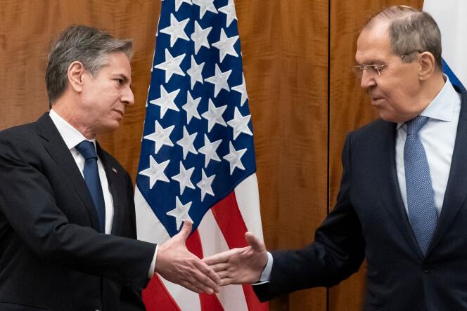 US Secretary of State Anthony Blinken and Russian Foreign Minister Sergei Lavrov in Geneva on January 21, 2022.
