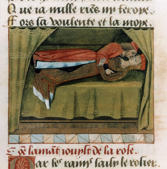 Excerpt from the “Roman de la rose”, illuminated by Testard for Charles d'Orléans (15th century).