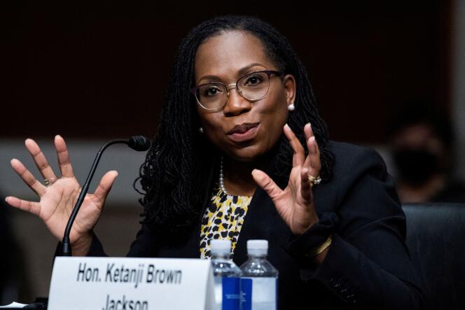 Ketanji Brown Jackson lors d’une audience de la commission judiciaire du Sénat, à Washington, en avril 2021.