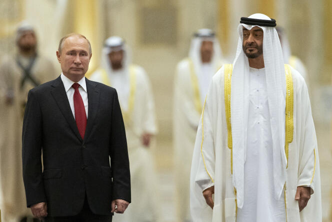 El presidente ruso, Vladimir Putin, y el príncipe heredero de Abu Dhabi, Mohammed Bin Zayed, en octubre de 2019 en Abu Dhabi.