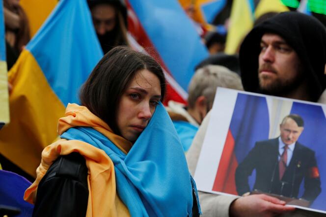 Manifestation contre l’invasion de l’Ukraine par la Russie, à Istanbul, en Turquie, le 28 février 2022.