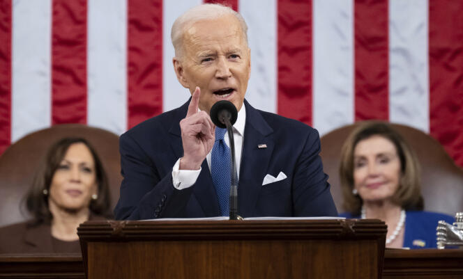 Joe Biden prononce son premier discours sur l’état de l’Union, à Washington, le 1er mars 2022.