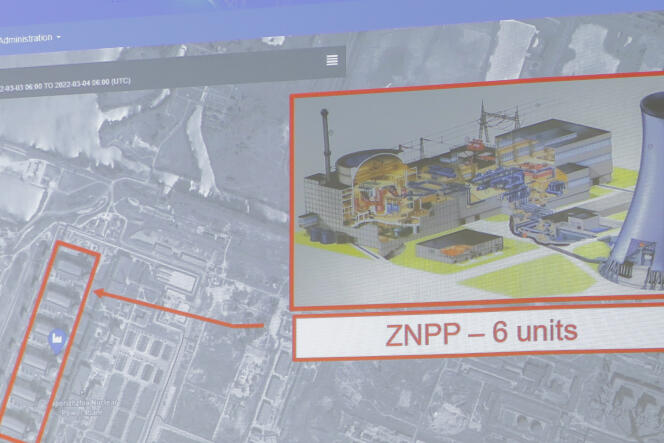  Un plan de coupe de la centrale nucléaire de Zaporijia (Ukraine), le 4 mars 2022.