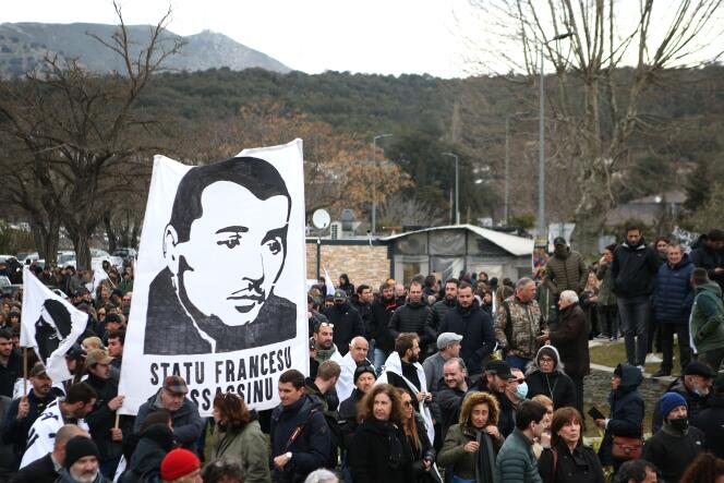 La concentración en homenaje a Yvan Colonna tuvo lugar en Corte el 6 de marzo de 2022.