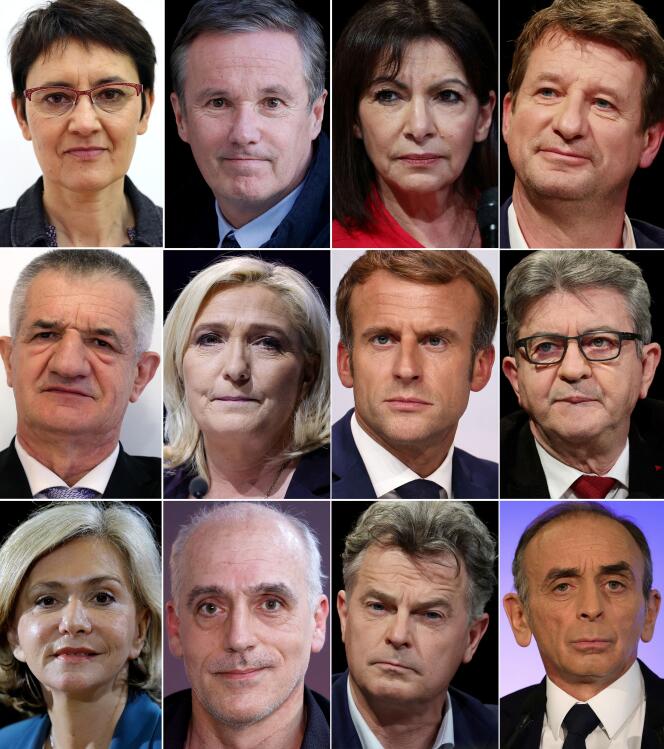 Portraits des douze candidats à l’élection présidentielle de 2022.