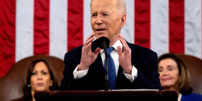 Joe Biden lors de son discours sur l’État de l’Union à Washington (Etats-Unis), le 1er mars 2022.