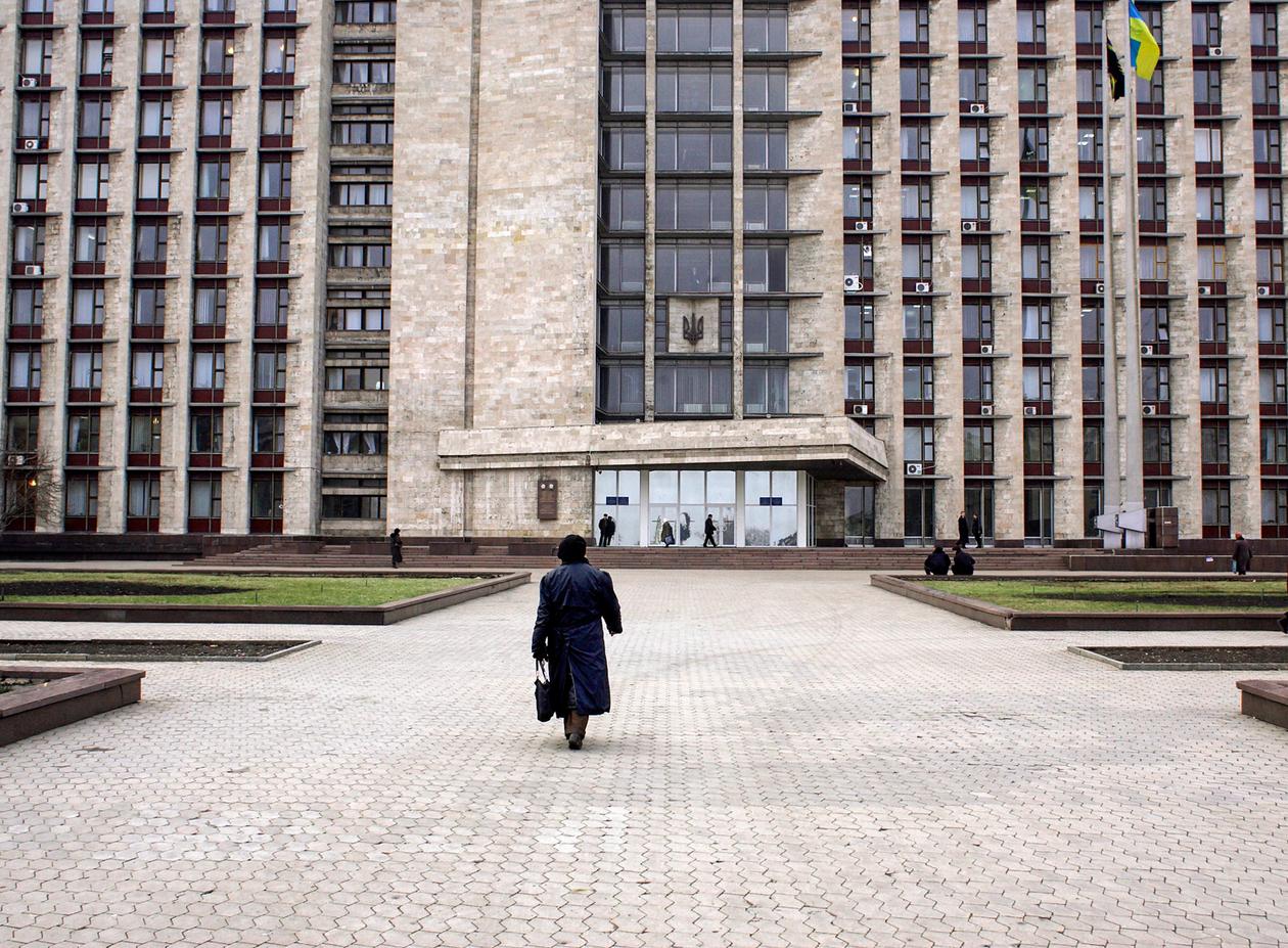 Le siège de l’administration régionale à Donetsk, dans le Donbass.
