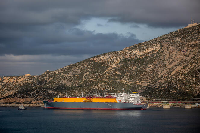 Un méthanier, chargé de gaz naturel liquéfié, près du port de Carthagène, en Espagne, le 27 janvier 2022.