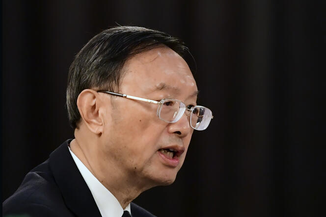 Yang Jiechi, directeur de la commission centrale des affaires étrangères du Parti communiste chinois, à Anchorage, en Alaska, le 18 mars 2021.