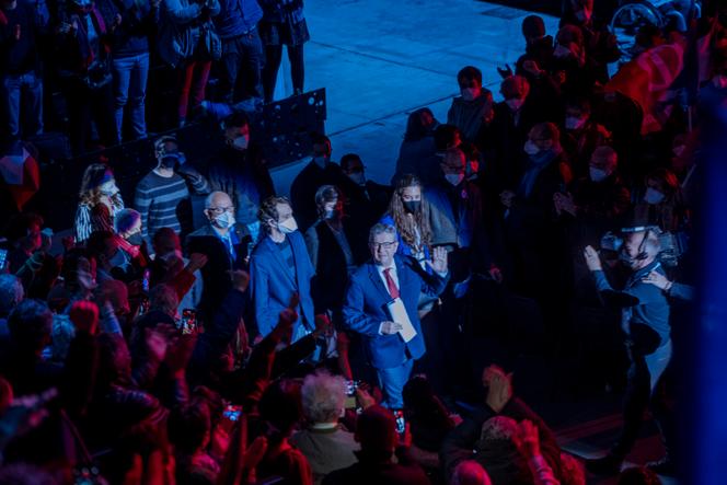 Meeting de Jean Luc Mélenchon, candidat de La France Insoumise à l’élection présidentielle, à Montpellier, le 13 février 2022.
