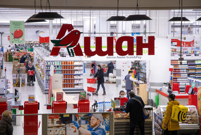 Dans un hypermarché Auchan, à Moscou, le 31 janvier 2022.