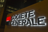Logo de la Société générale, à La Défense, à Paris, en octobre 2016.
